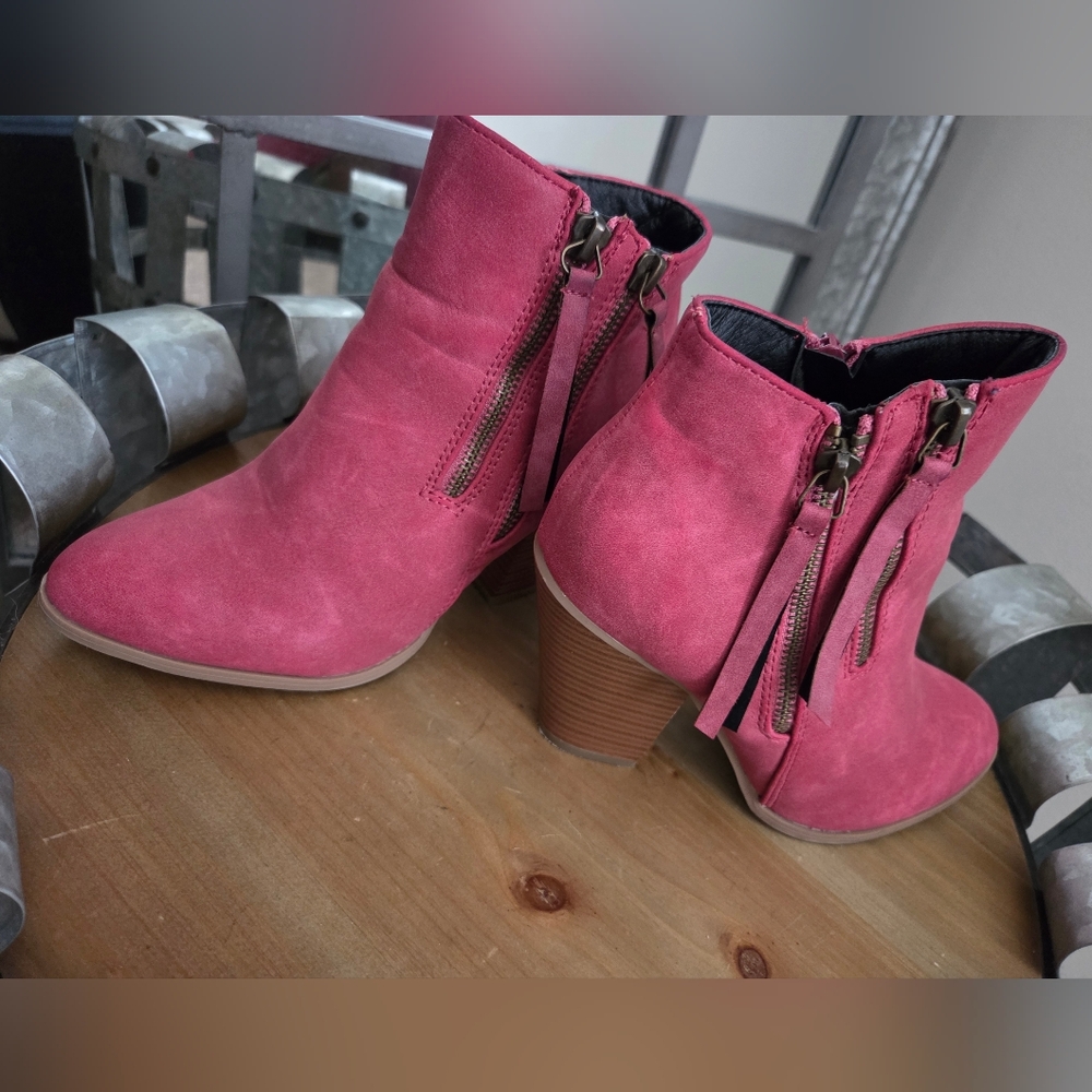 Journee Collection Pink Suede Heeled Boots